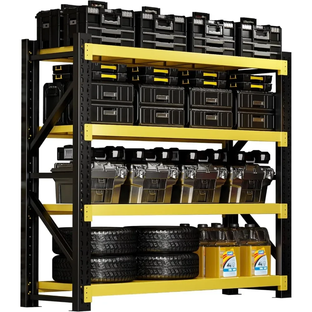 

3000LBS Heavy-Duty Garage Shelving, 31.5" W Metal Shelves, 4-Tier Adjustable Garage Shelving Units, Storage Racks for Warehouse,