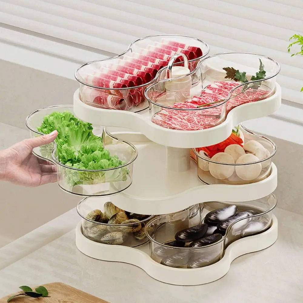 Creative PP Fruit Storage Rack High-grade Vintage Rotatable Snack Box Multi-storey 2/3 Layer Table Plate Snacks Storage