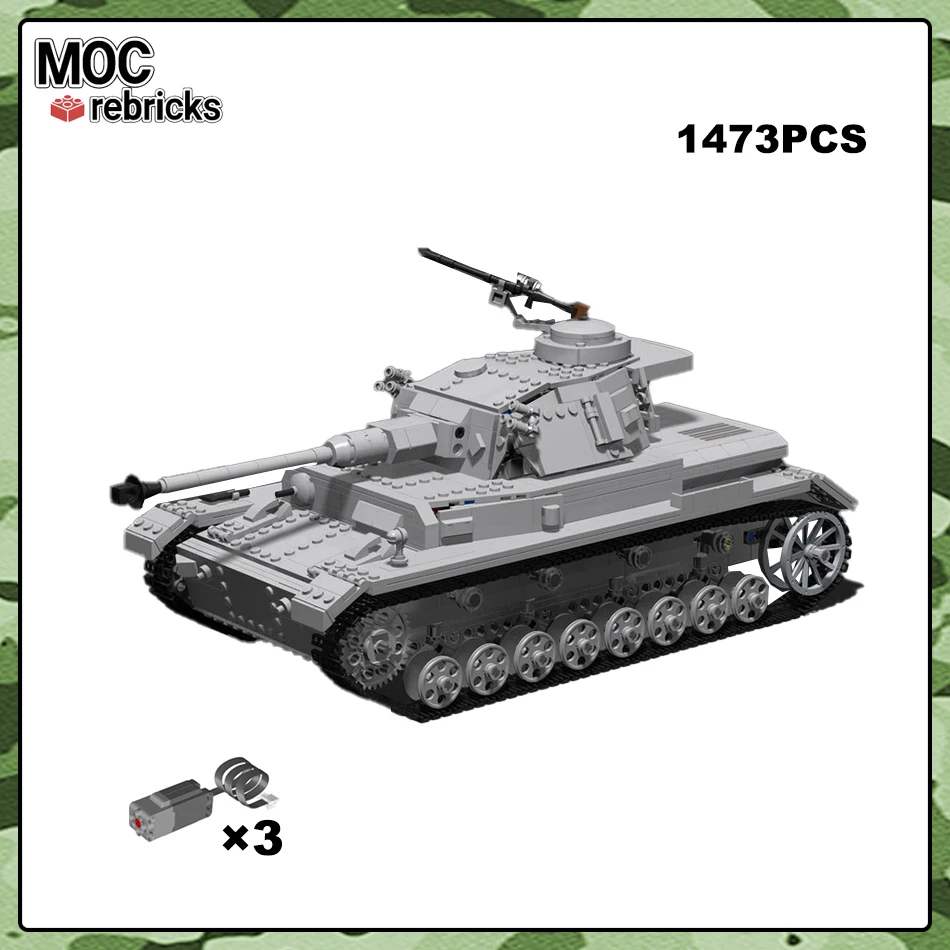 WW II German Military Panzer IV G Building Blocks Medium Tank Motor Model High-Tech MOC Bricks Children's Collection Toys Gifts