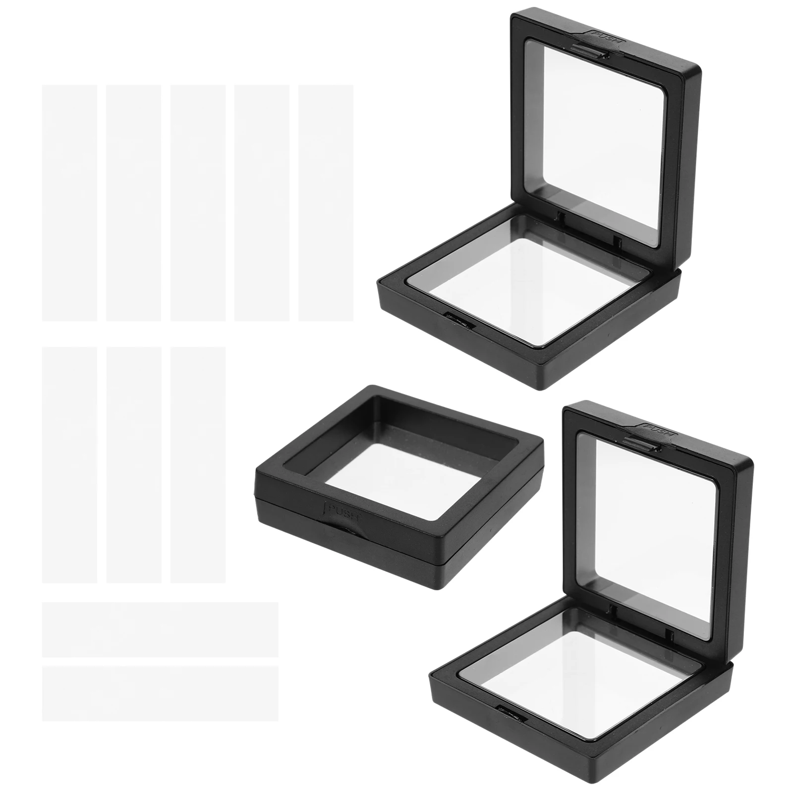 

3 Pcs Acrylic Display Strip Nail Tray False Organizer Manicure Black Tool Holder