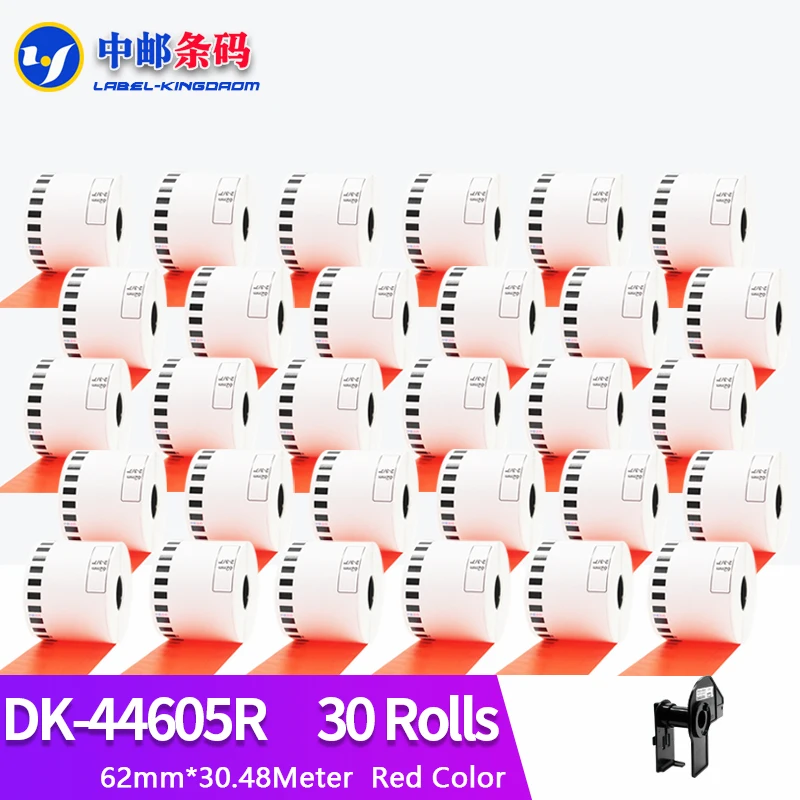 

30 Rolls Compatible DK-44605 Red Color Label 62mm*30.48M Continuous for Brother Thermal Printer QL-700/QL-800/QL-1060