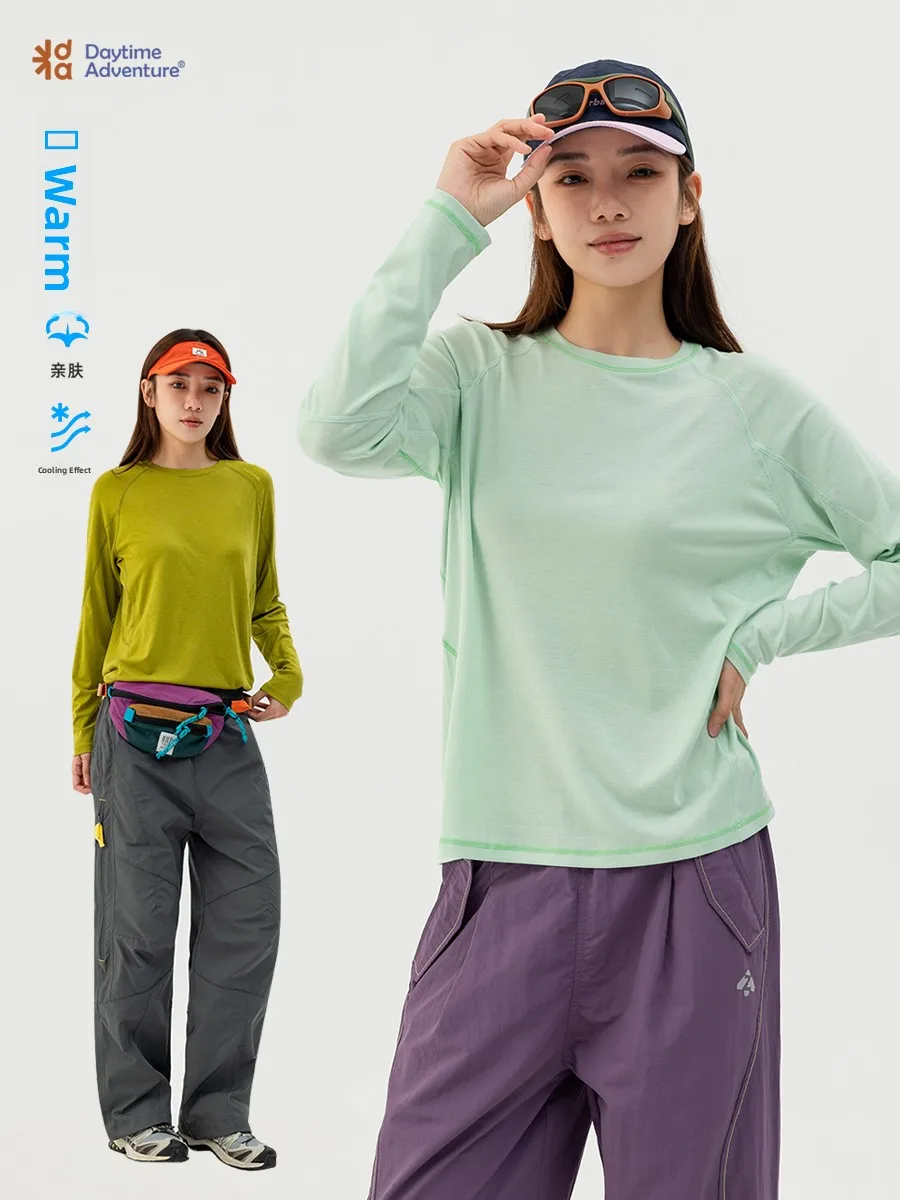 Outdoor Adventure Long Sleeve Merino Wool Lyocell Quick Dry T-Shirt Women's Base Layer Shirt Comfortable Loose Fit round Neck
