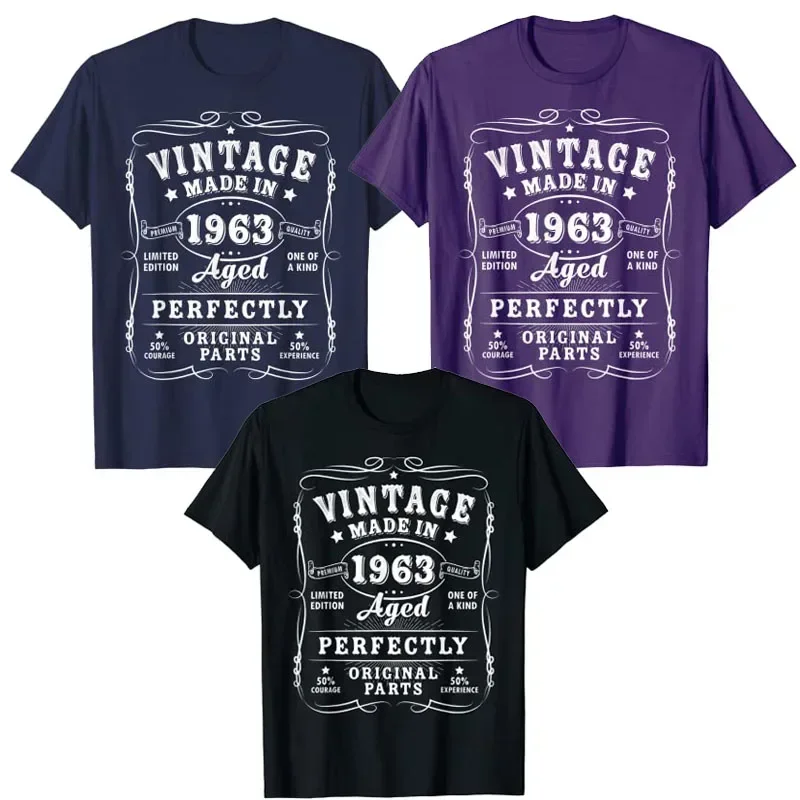 

Vintage 1963 61th Birthday Decorations Men Funny B-day T-Shirt Daddy Gifts Unisex Clothing Born in 1963 Graphic Sayings Tee Tops