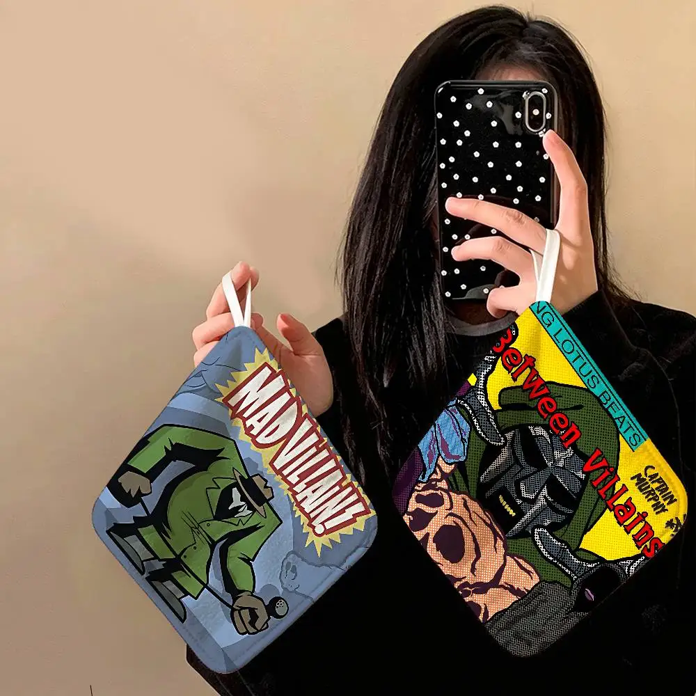 M-MF DOOM Thickened Polyester Cotton Hanging Towel, High Absorbent Hand Wiping Towel for Indoor Use