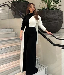 Customized Casual Jersey Ruched A-line High Collar Long Dresses Prom Dresses Simple Retro Fashion Elegant Exquisite High Quality