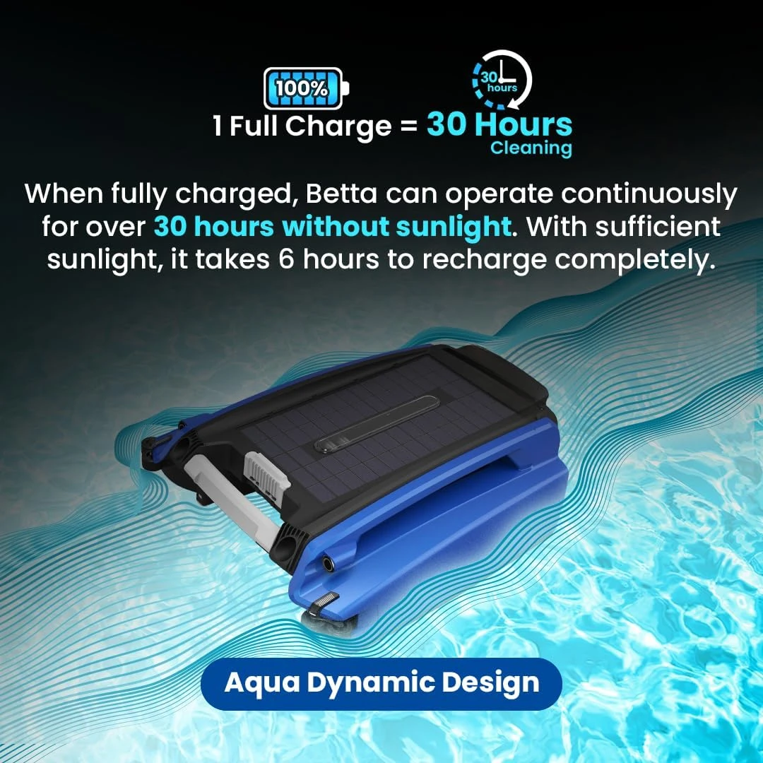 SE Solar Powered Automatic Robotic Pool Surface Skimmer Cleaner with 30-Hour Continuous Cleaning Battery Power and Re-Engineered