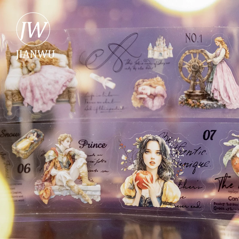 JIANWU 50mm*200cm Dark Fairy Tale Series Vintage Character Landscape Material Collage PET Tape Creative DIY Journal Stationery