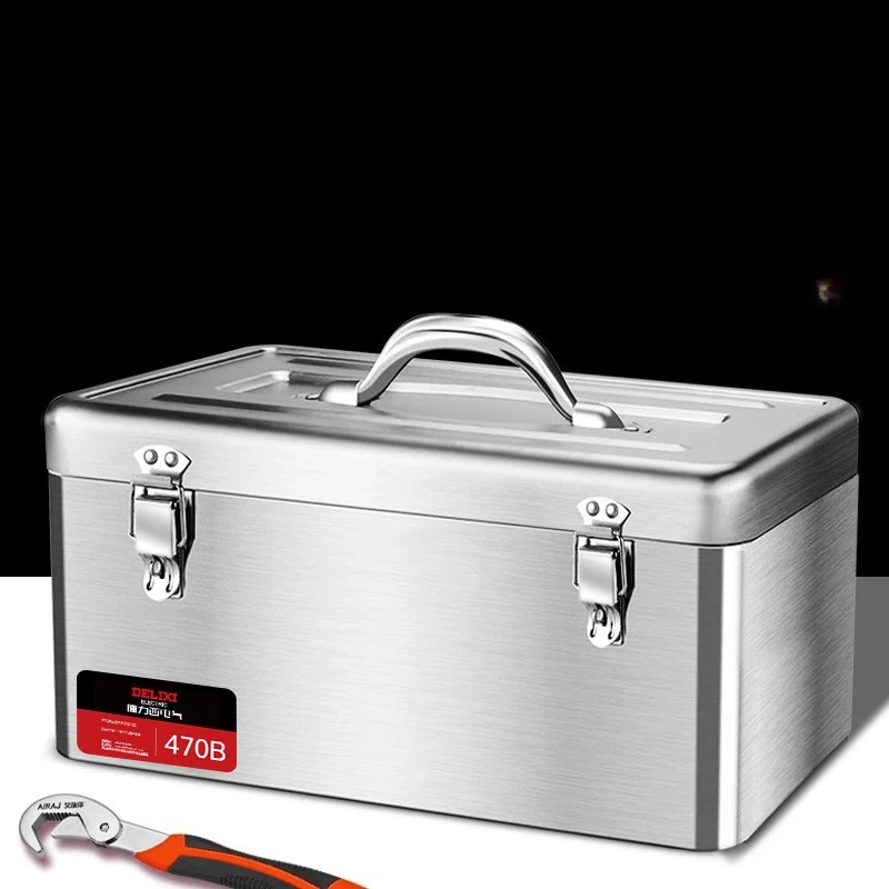 Stainless Steel Toolbox Car Mounted Handheld Electrician Tools Large Capacity Multi Layer Storage Tool Storage Box Toolbox