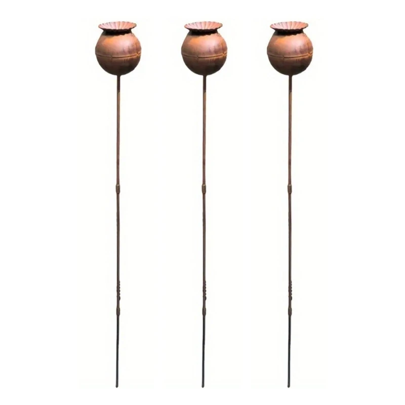Metal Flower Garden Stake Decoration Rusty Iron Decorative Adjustable Yard Stake J0MC