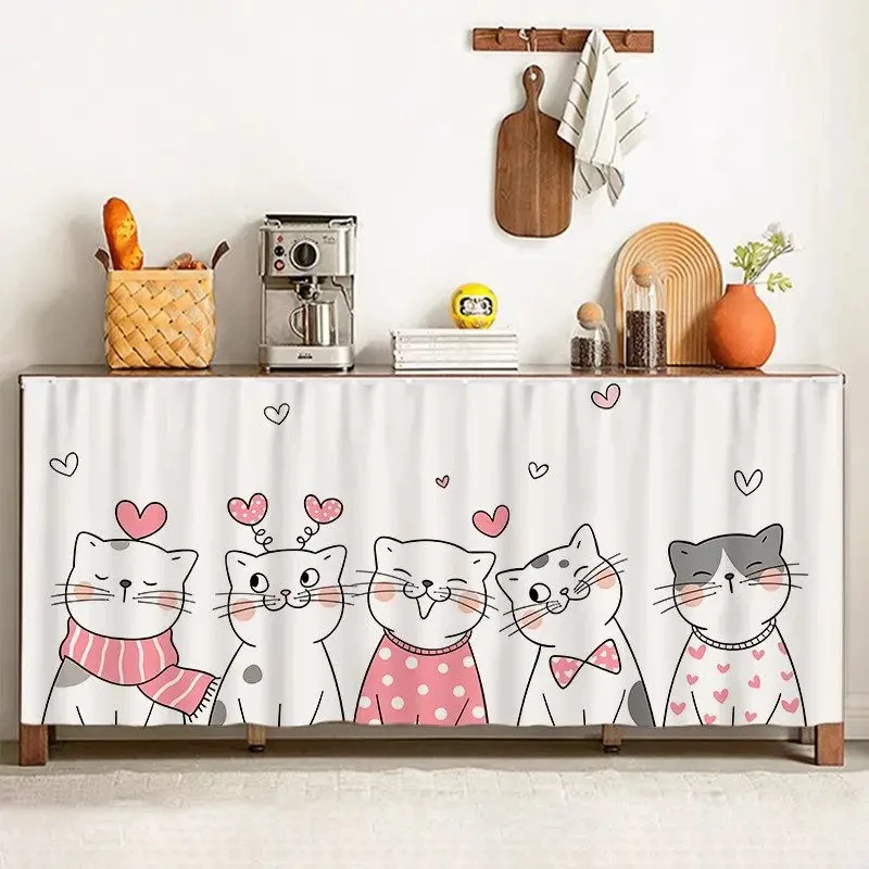 VIKAMA Cartoon Animals Linen Cabinet Curtain, 6 Assorted Designs, Dust-Proof Track-Free Door Cover