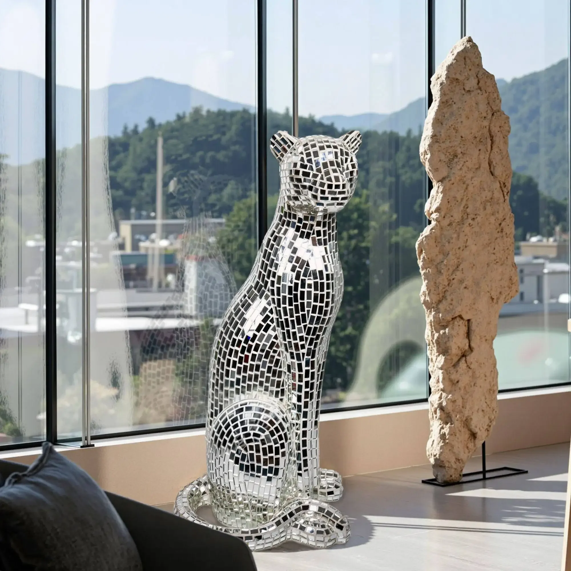 BJ016 Mosaic handmade patch decoration home living room entrance ornament small leopard