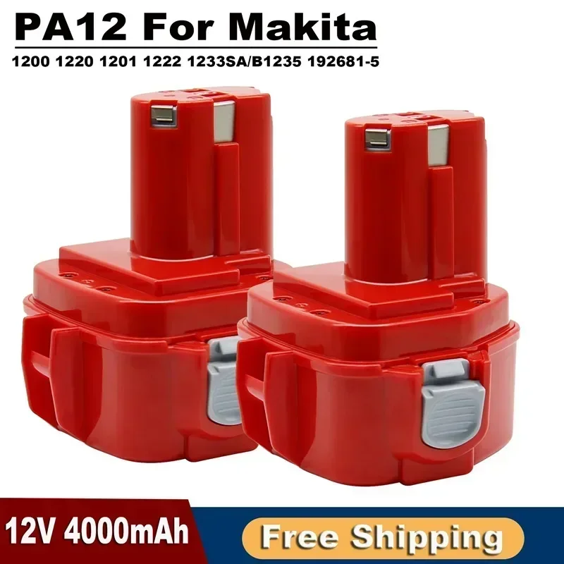 12V Battery For Makita PA12 Ni-Mh Battery For Makita 1200 1220 1201 1222 1233SA/B1235 192681-5 4000mAh Power Tool Batteries