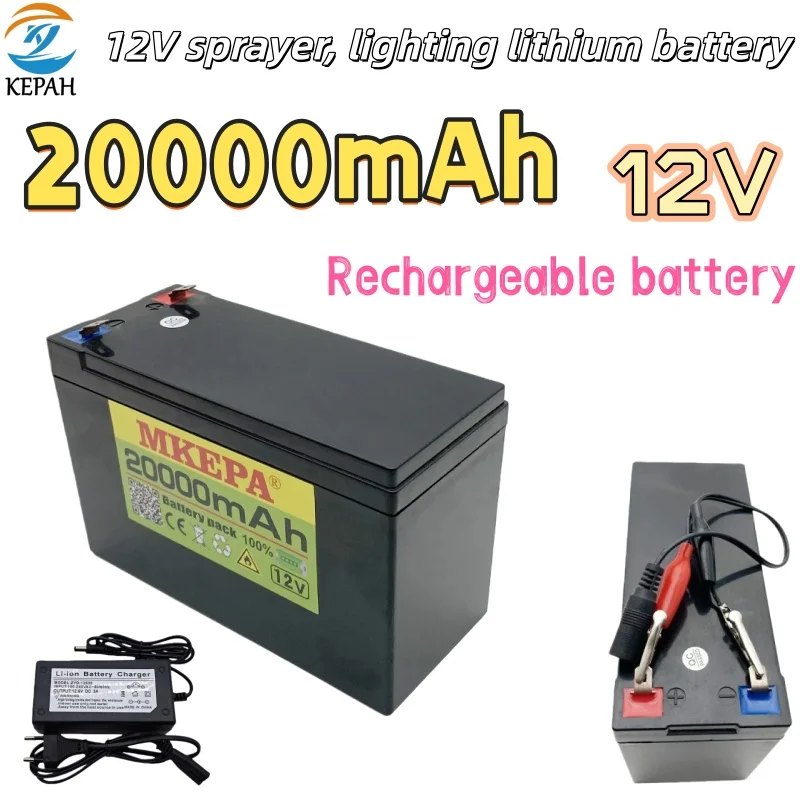 12V 20Ah Lithium Battery for Sprayer Lighting Home Backup Power Outdoor Camping Essential Long-Lasting Portable