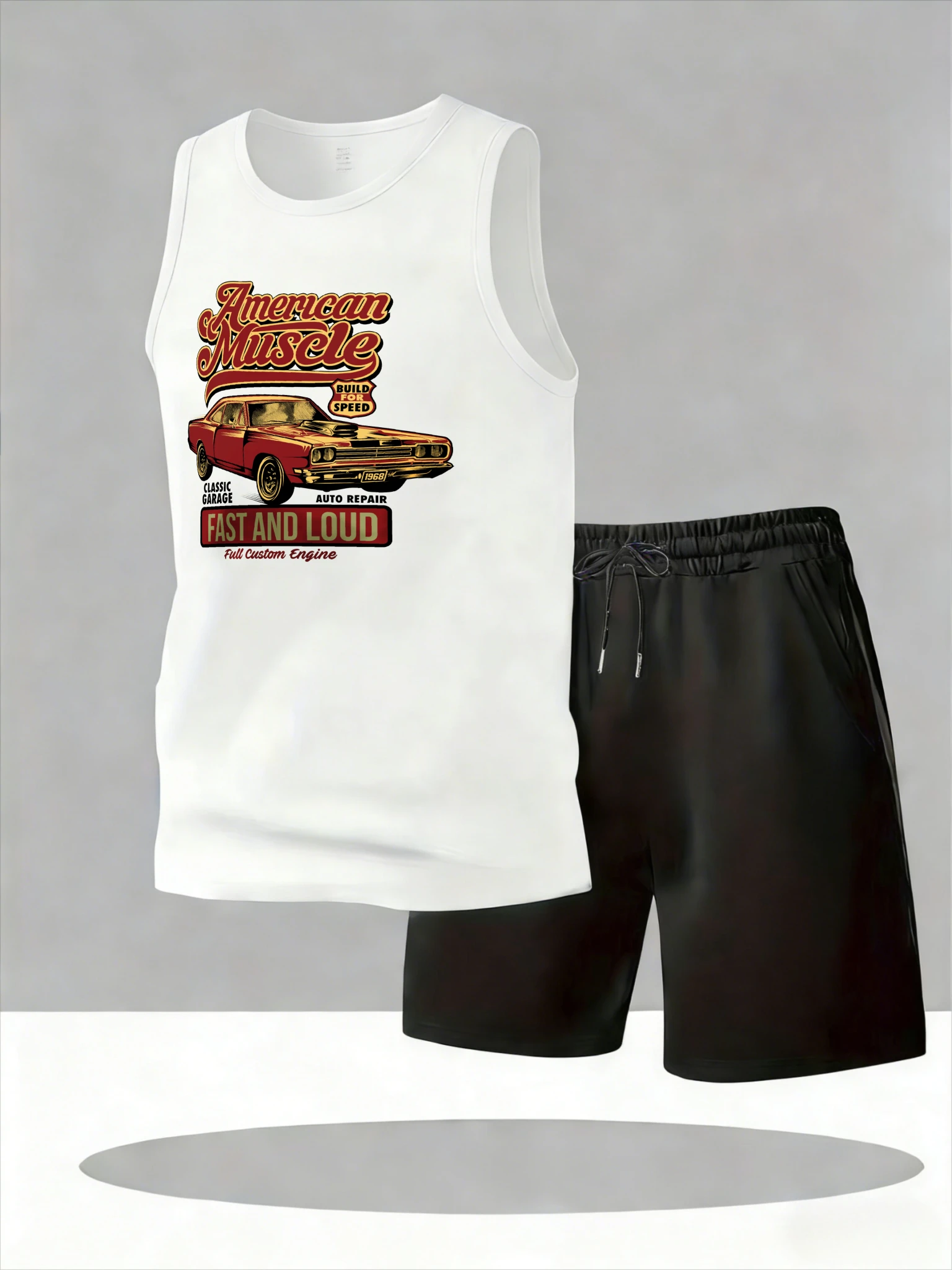 

Men's Tank Top Sets 2026 Summer Quick drying two-piece set sports running Old money man beach crewneck oversize Breathable