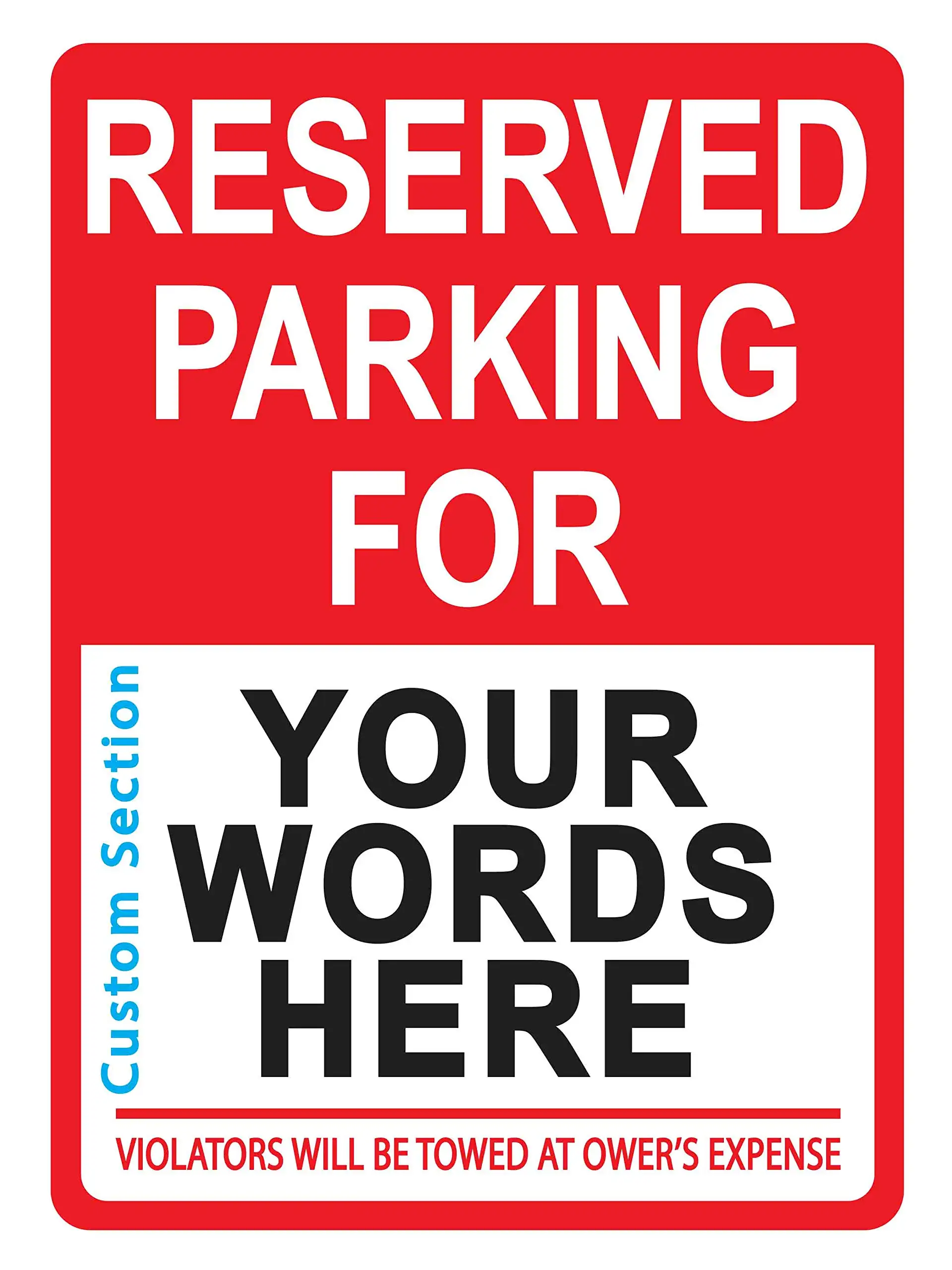 Custom Reserved Parking Sign - Personalized Parking Signs for Customers, Employees – Parking Lot, Private Property, Heavy-Duty M