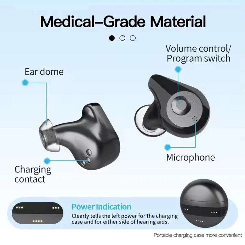 Bluetooth high-end noise cancelling hearing aid audio amplifier APP controls invisible hearing aids and hearing loss hearing aid