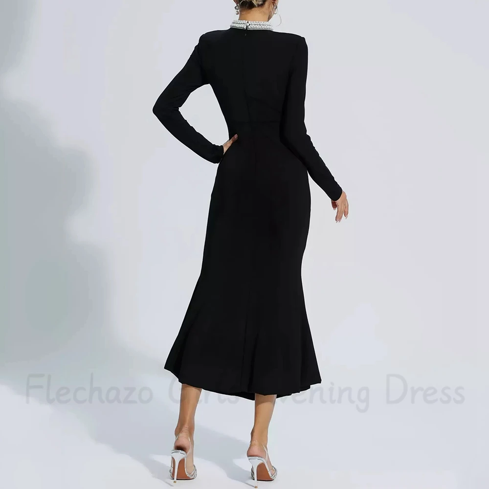 Flechazo-Vestido largo de noche de sirena para mujer, traje de cuello alto sin mangas, con cuentas y perlas, hecho a medida, para fiesta