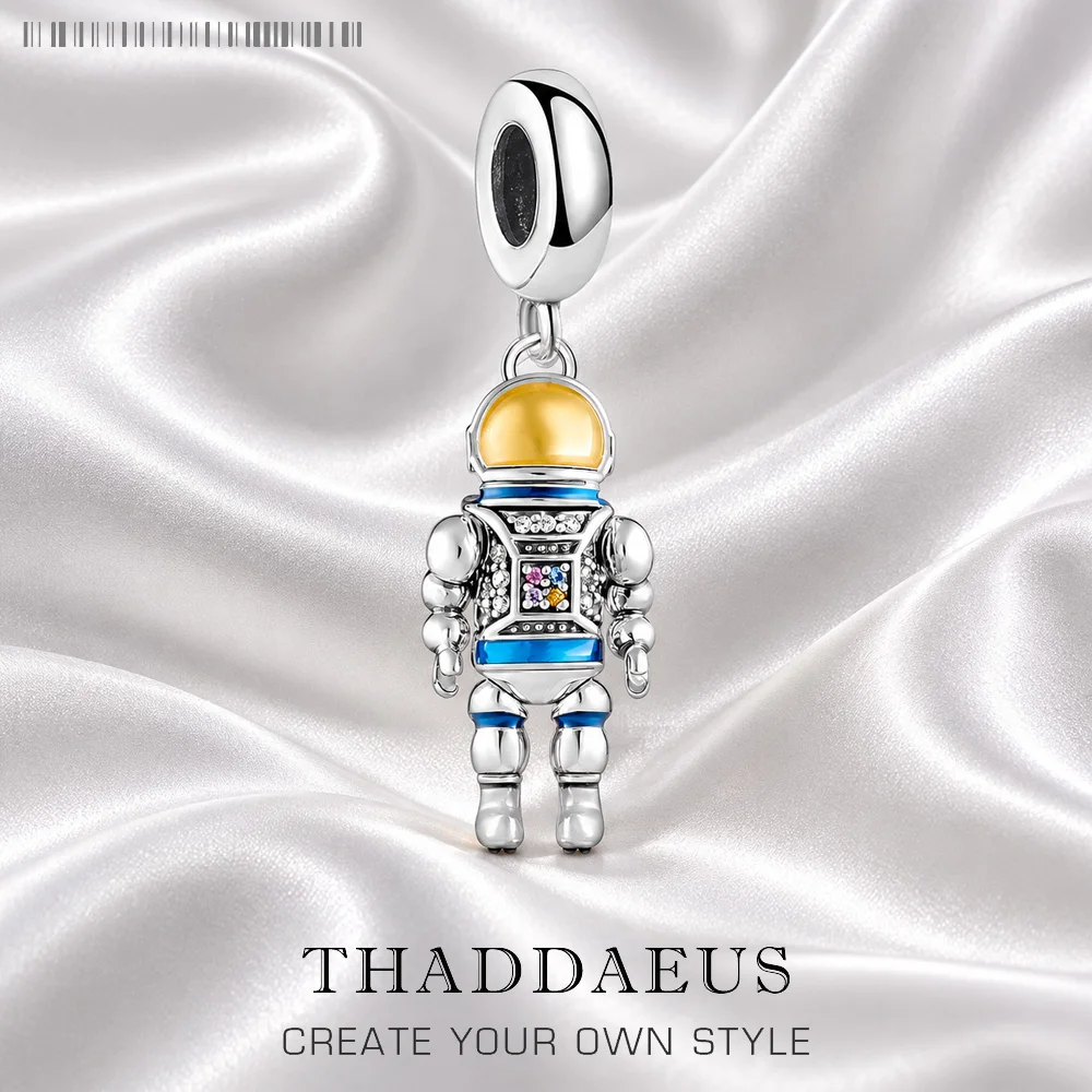 Astronaut Dangle Charms Europe Fine Jewelry Women Men Special Gift In 925 Sterling Silver