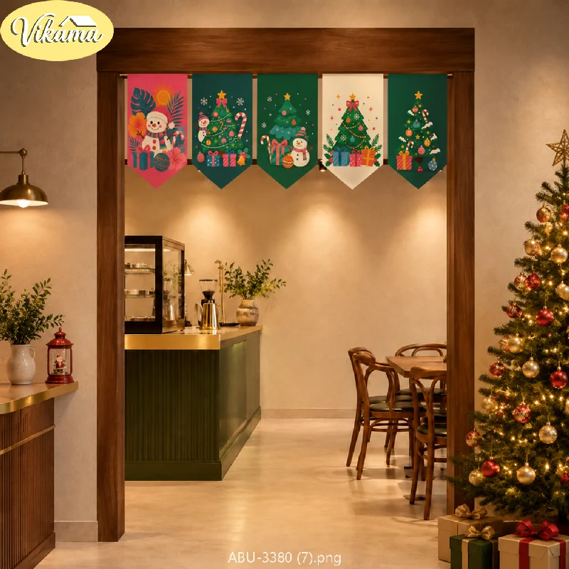 VIKAMA Tropical-Style Christmas Hanging Pennants, Cute Snowman Christmas Tree Banners, Entryway Doorframe Home Decor