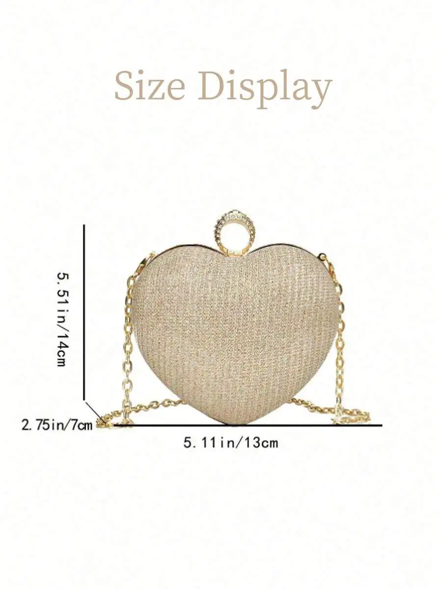 

Heart Shape Rhinestone Evening Clutch Bag Women Crossbody Shoulder Purse