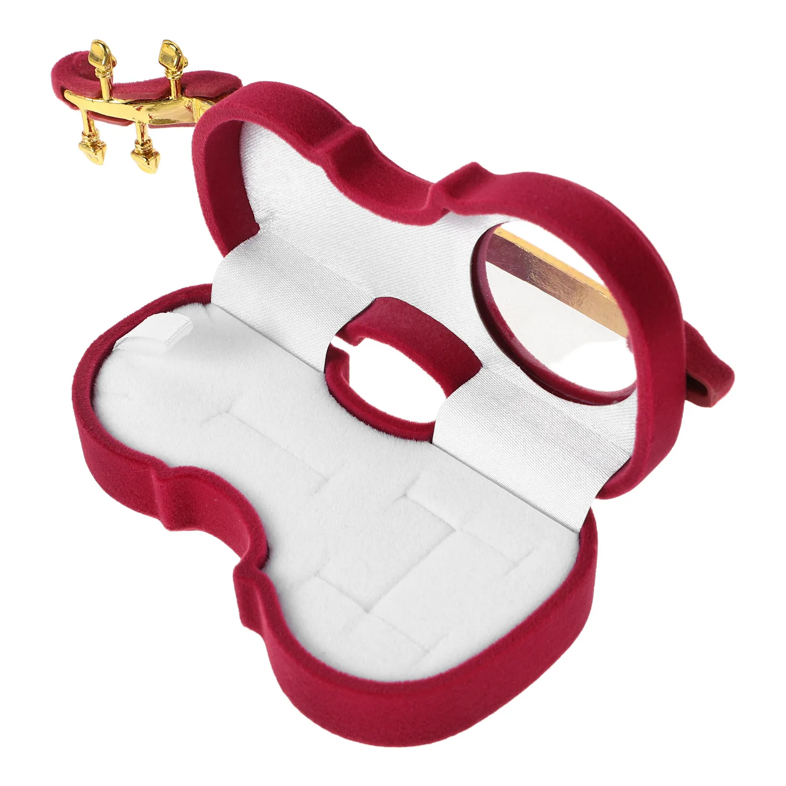 

Violin Jewelry Storage Box Ring Earring Necklace Lipstick Organizer Portable Hinged Trinket Case for Women Girls Vanity Dresser