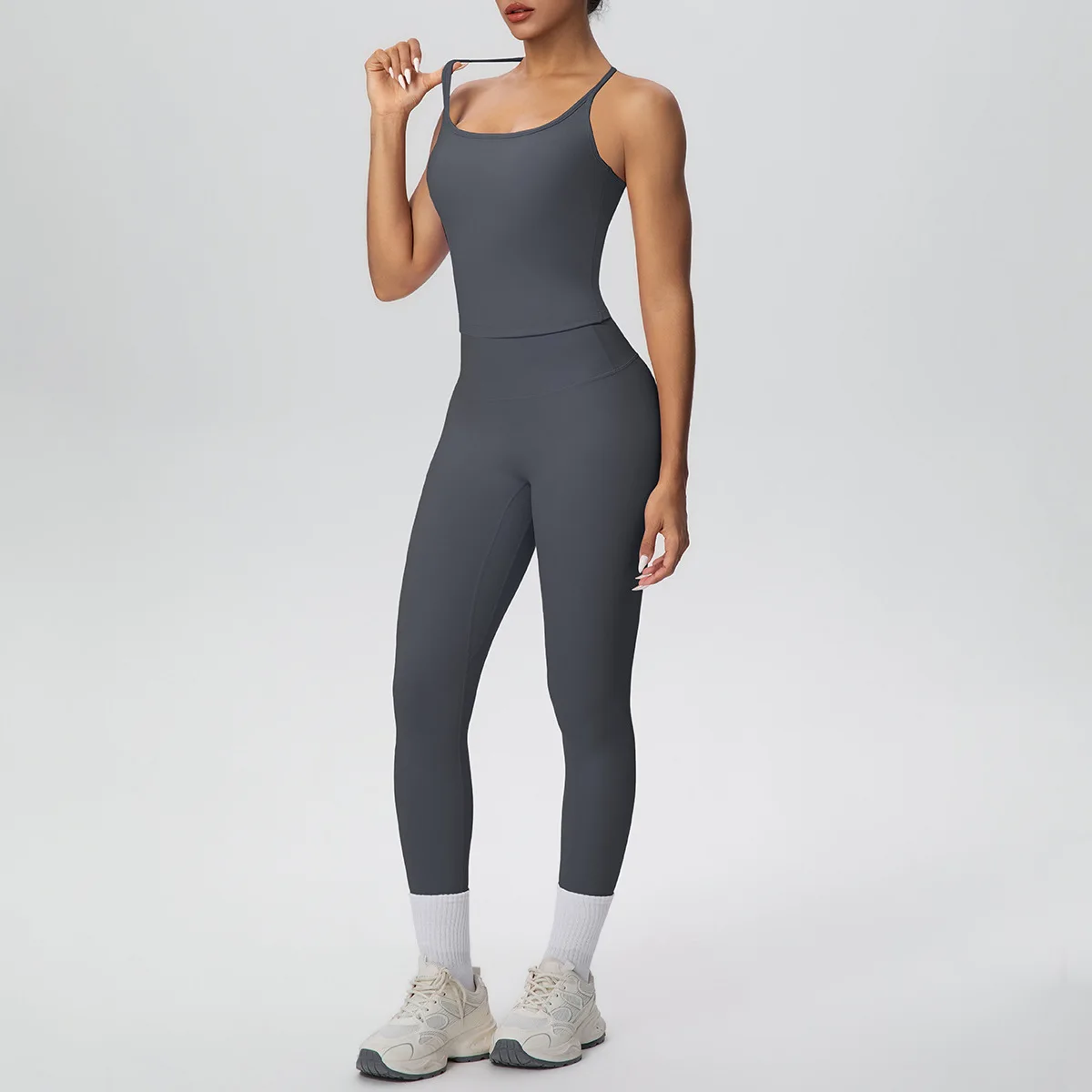 

Women's Brushed Backless Yoga Set Tight High Waist Hip Lift Fitness Suit Running Sports 2pc Set Workout Gym Leggings Sportswear