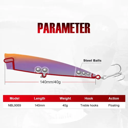 Imagen 2 del producto Señuelos de pesca NOEBY Popper 140mm 40g Topwater Dorado Popper Wobblers cebo duro cebos flotantes lubina señuelo de pesca