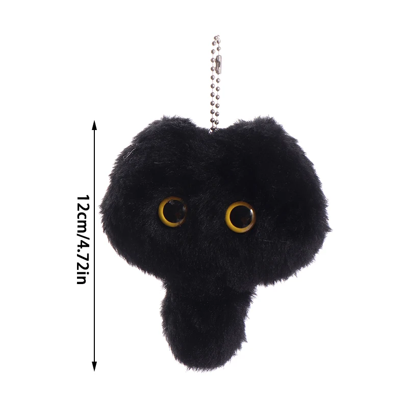 1Pc Briquettes Black Cat Plush Toy Cartoon Kitten Pendant Soft Stuffed Doll Keychain Car Key Ring Backpack Bag Decor