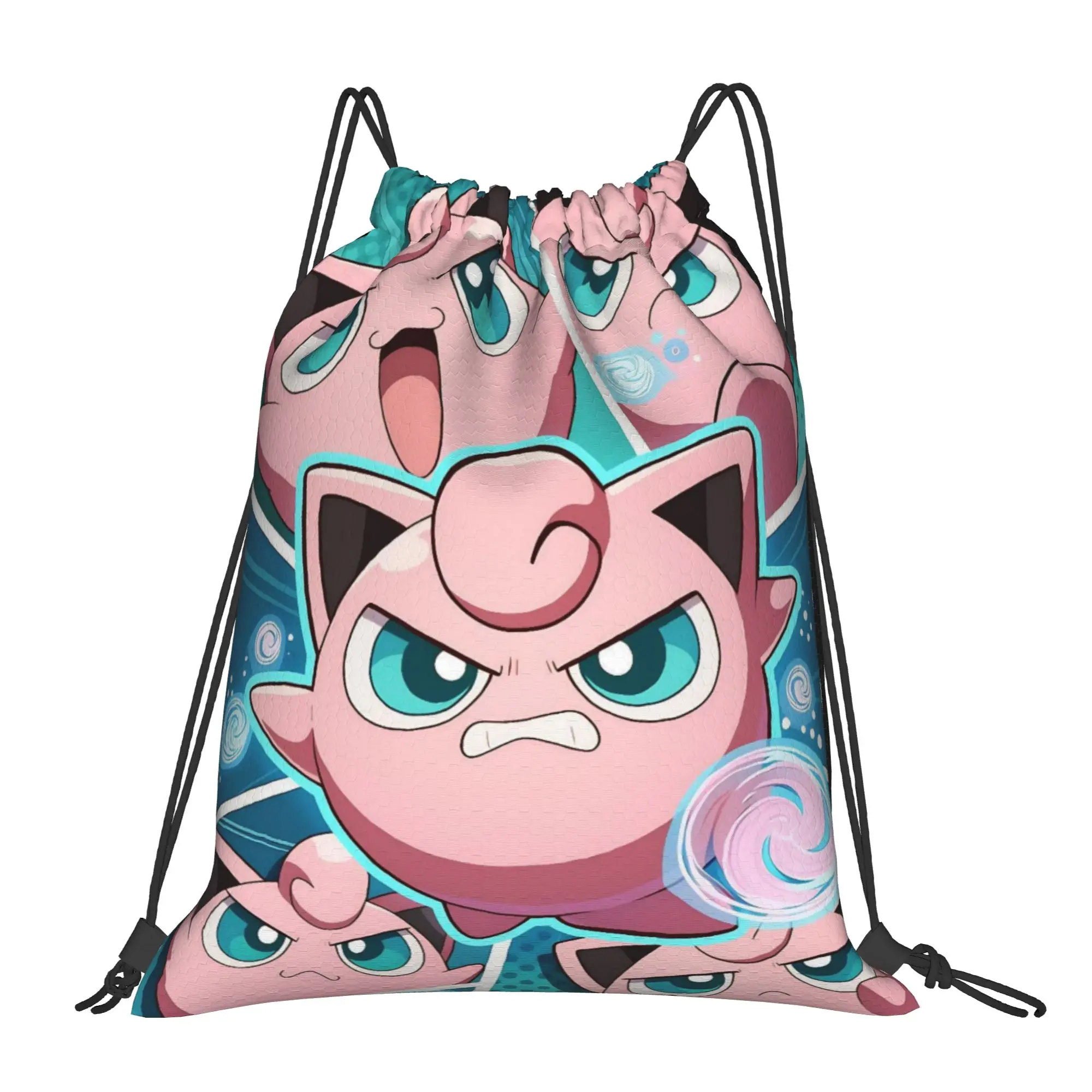 Sac à dos à cordon rose Jigglypuffs Kawaii, sac de sport résistant à l'eau, sac à cordon Poke-Mon pour le cyclisme, 36 cm (largeur) x 43 cm (hauteur)