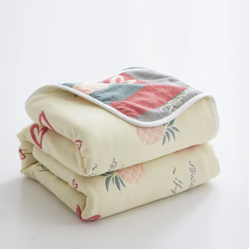 

High-end Cotton Gauze Six-layer Gauze Blanket Single Double Yarn-dyed Machine Washable Air Conditioner Quilt Nap Cover Blanket