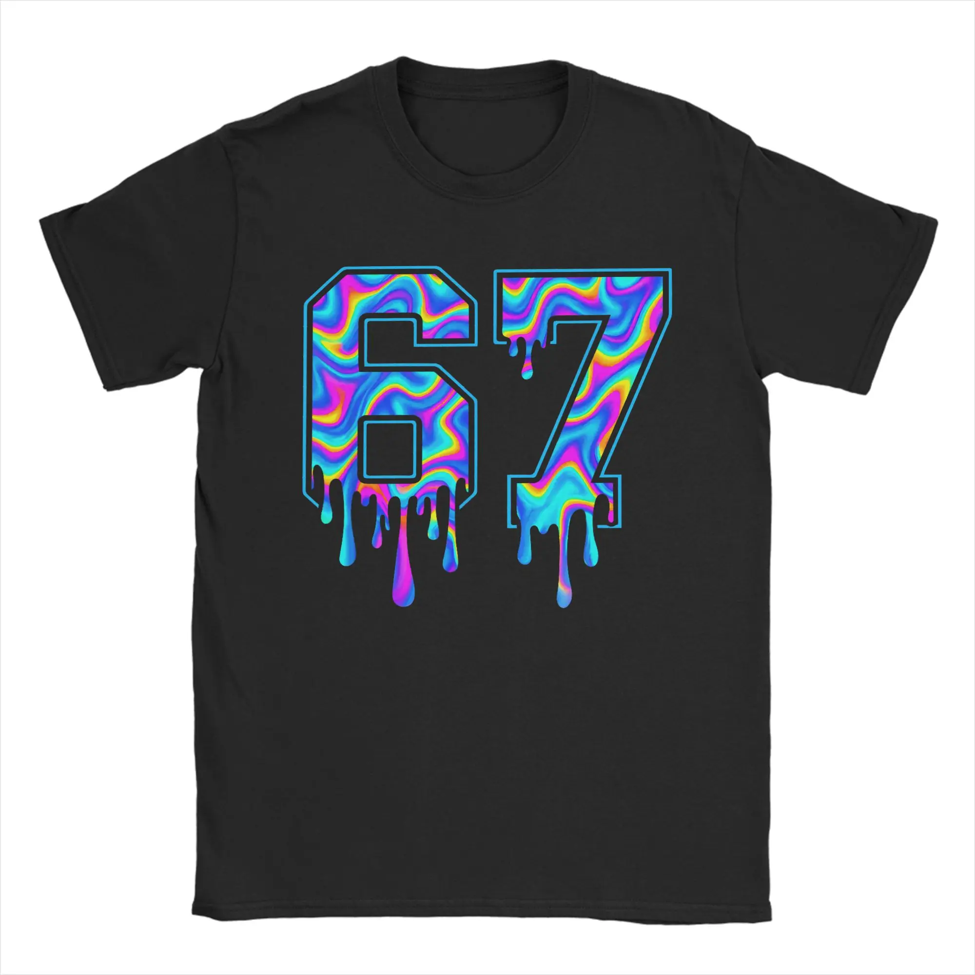 

Swirl Six Seven Drip 67 Meme Men's T Shirt Gen Alpha Slang Funny Tee Short Sleeve Crew Neck T-Shirt Pure Cotton Gift Idea Tops