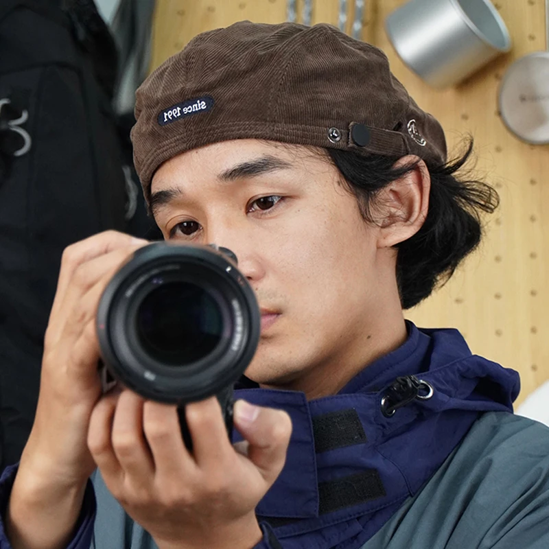 Japanese Style 55-61 Adjustable Berets, Letters Summer Autumn Vintage Black Artist Headwear men\'s Wear Back Casual Painter Hat