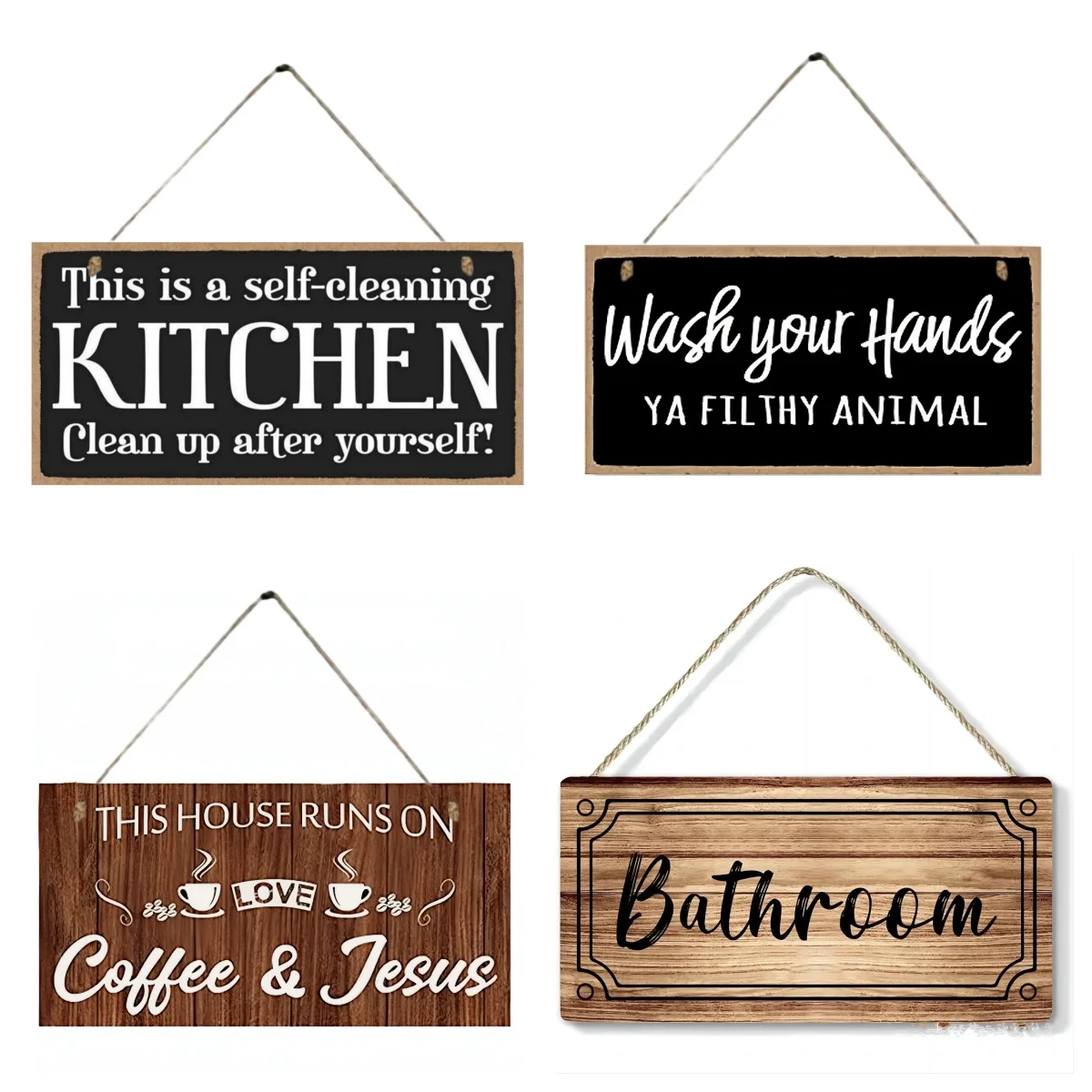 Kitchen Wooden Sign Wall Decor This Is A Self Cleaning Kitchen Bathroom Hanging Wall Art Decorative Wood Sign Home Decor