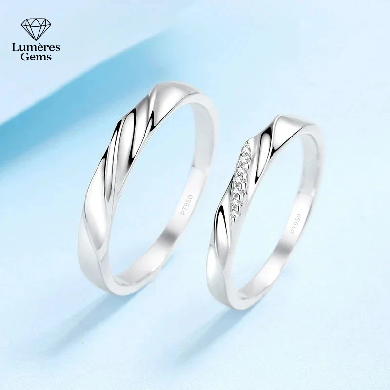 

Classic Platinum PT950 Men And Women Rings Shiny D Color Vvs1 Total 0.28 Carat Moissanite Diamond Engagement Couple Ring Unisex