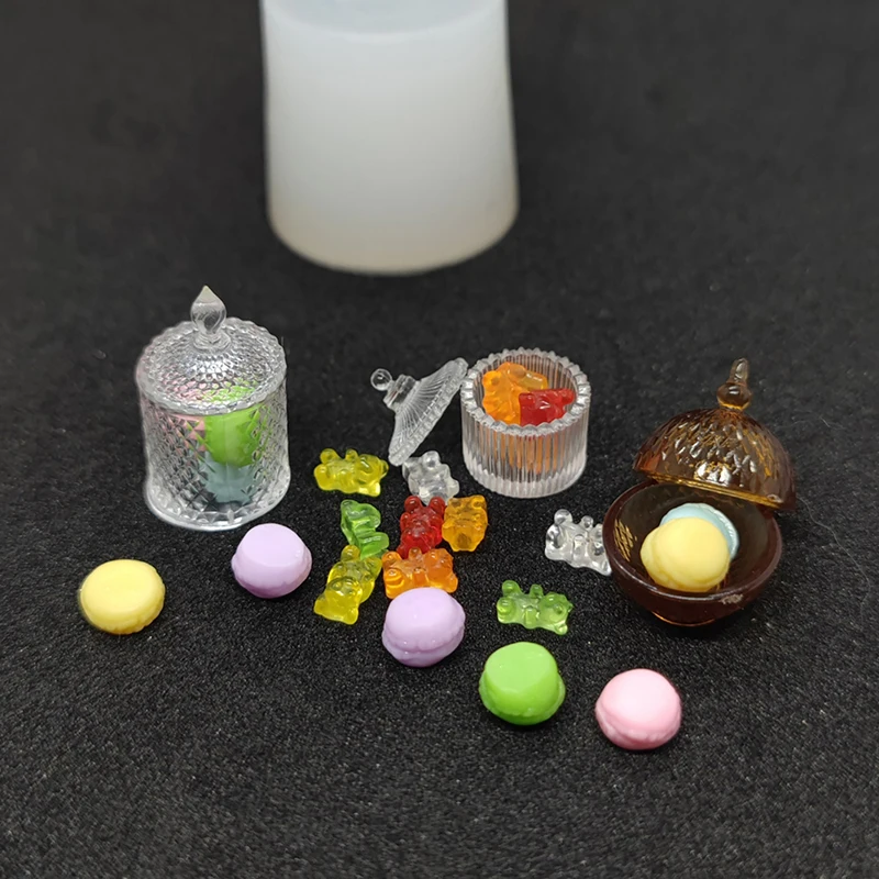 Mini Dollhouse Food Jar Silicone Mold DIY Doll House Candy Cookie Jar Model Kitchen Decor Drop UV Glue Epoxy Resin Casting Mould