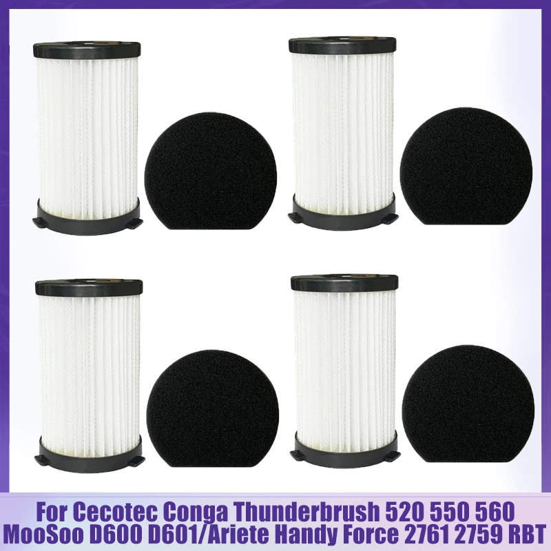 Filtro hepa para moosoo d600 d601 cocotec conga thunderbrush 520 550 560 handheld aspirador de pó lavável filtros acessórios