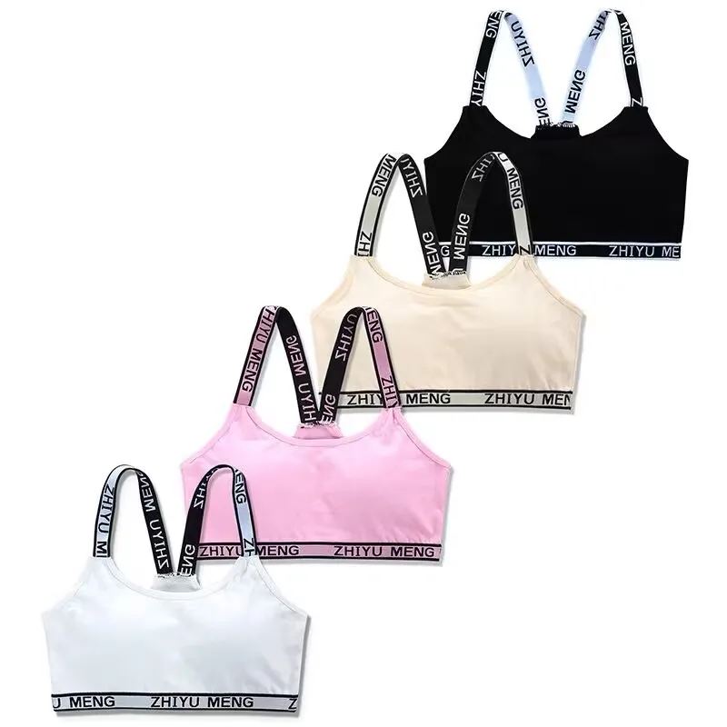 3PC Teens Girls Sports Bra Puberty Underwear Wireless Chest Pad Cotton Training Bra 8-16years