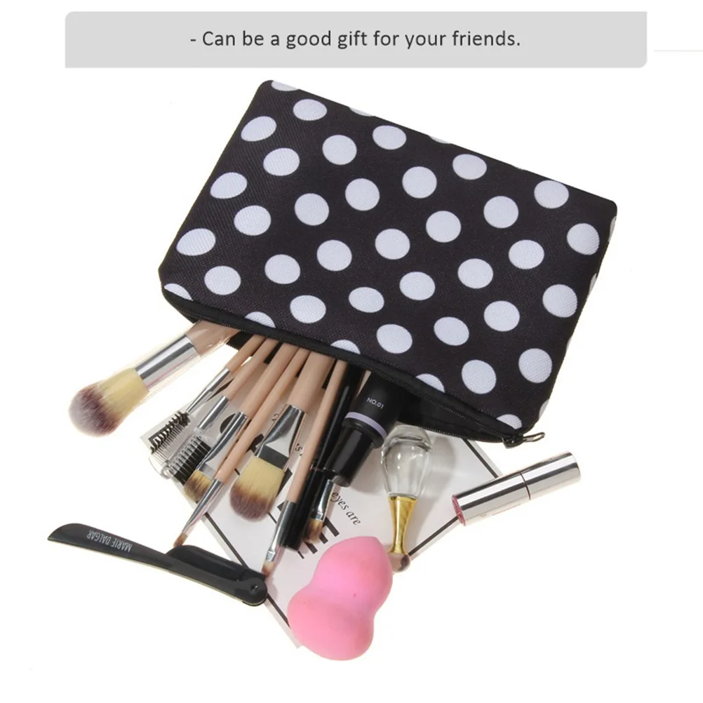 

Portable Bag With Pen Holder Multi-Functional Storage Pouch For Women Lightweight Travel Toiletry Organizer White Round