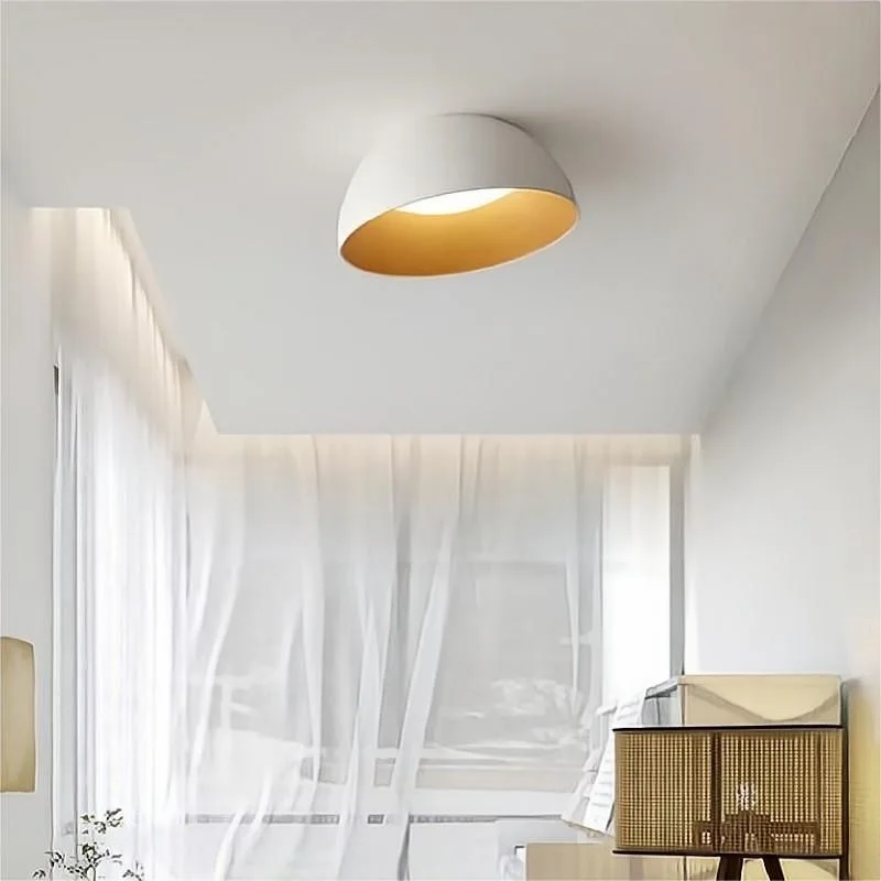 Japanese Minimalist Creative Wood Grain LED Ceiling Lights Half Round Moon Lamp Study Bedroom Lobby Entrance Lighting Fixtures