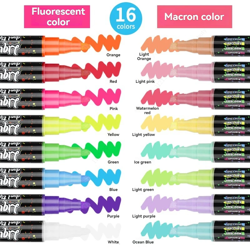8Pcs Liquid Chalk Markers,Dual Tip,Vibrant Colors,Liquid Chalk For Chalkboard Markers for Restaurants,Liquid Drawing Chalk