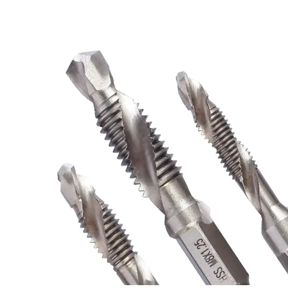 Imagem -03 - Titânio Chapeado Drill Bit Grupo Hex Shank Rosca Máquina Composto Tap Ferramentas Elétricas Hss m3 m4 m5 m6 m8 M10 Pcs