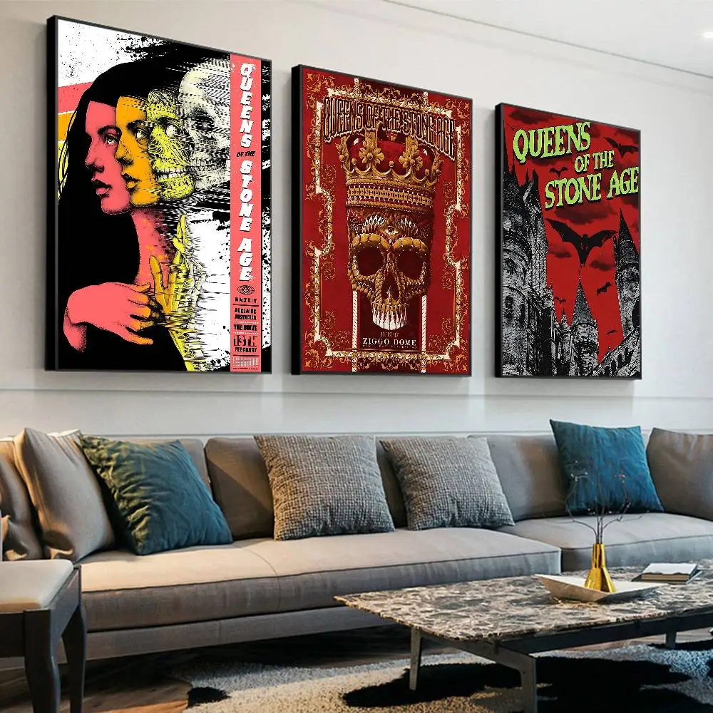 Queens Of The Stone Age Rock Metal Band Whitepaper Poster HD Quality Poster Wall Art Painting Study Room Wall Decor