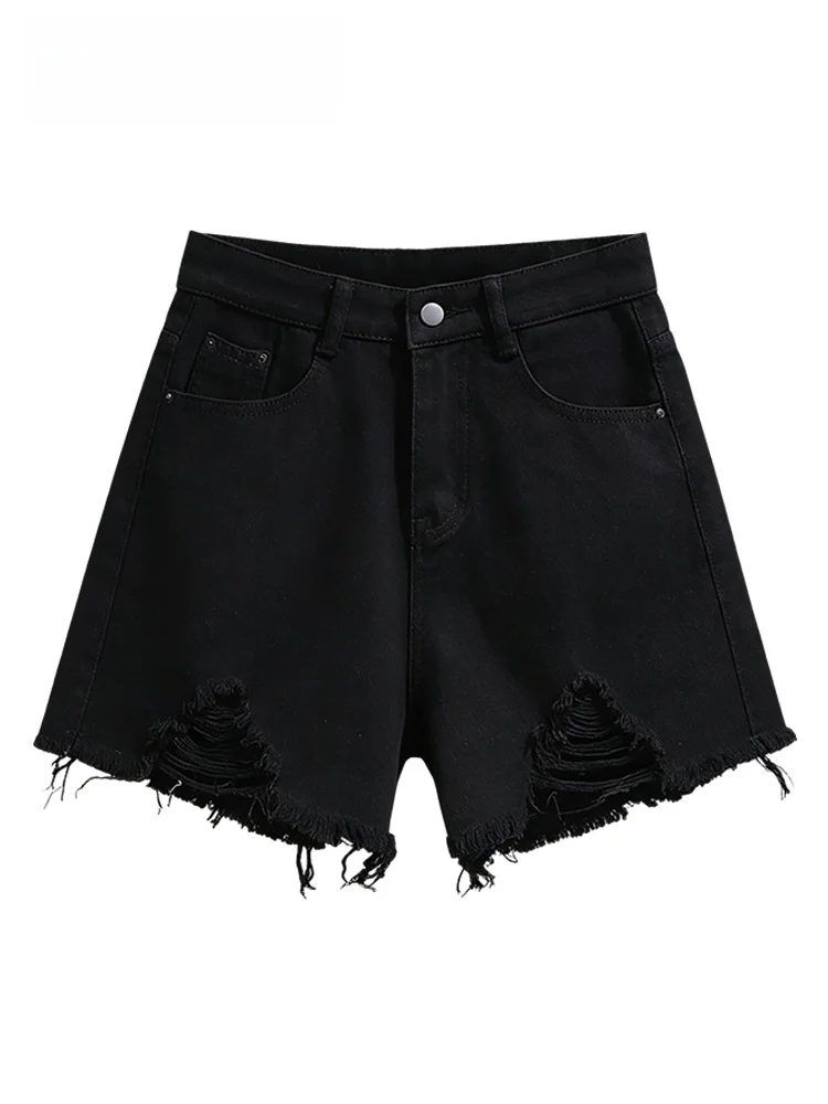 

CaraCLUB plus Size Denim Shorts Women Summer New Loose Fashion Casual Pants High Waist Straight Leg Distressed Casual Trousers