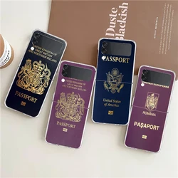 Custodia rigida per PC con passaporto bandiera del marocco per Samsung Galaxy Z Flip 5 4 3 Cover trasparente per custodie antiurto Galaxy Z Flip 6