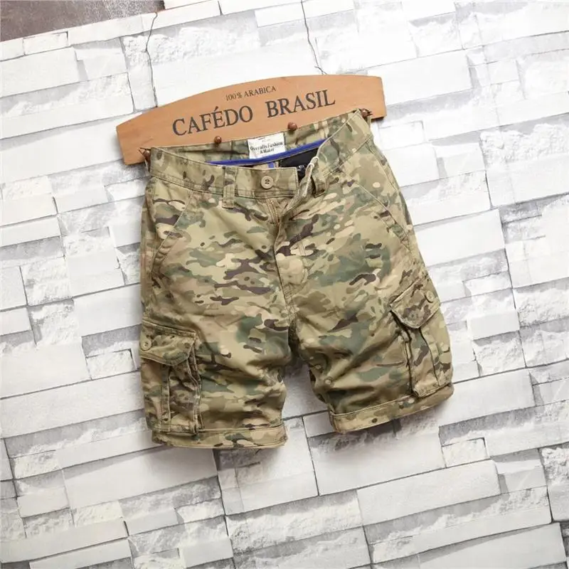 American Style Wear-Resistant Workwear Shorts Men's Loose Straight Military Style Five-Pocket Mid-Waist Summer Shorts