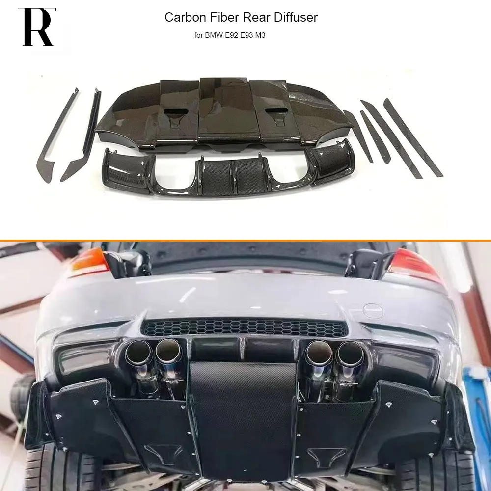 Varis Style Carbon Fiber Rear Bumper Splitter Protector Diffuser for BMW E92 E93 M3 Coupe 05-12