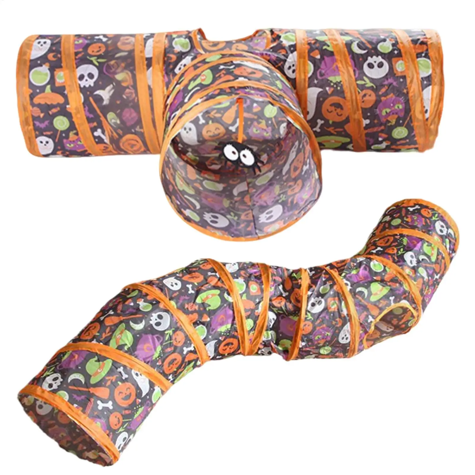Halloween Cat Tunnel Foldable Interactive Toy Tube Tent Hideout For Kitten Puppy Bunny Ferret Hamster Rabbit Fun Play