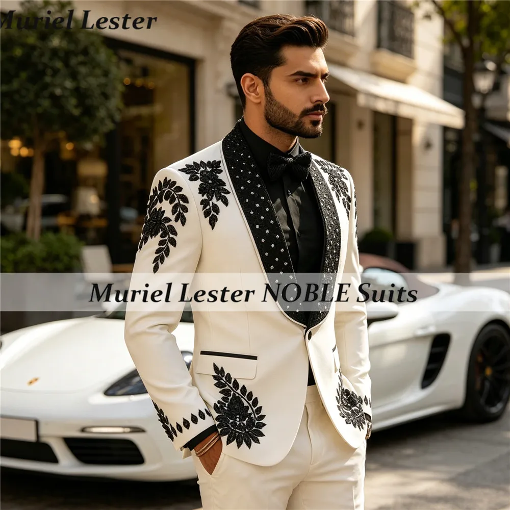 Traje exclusivo con pedrería para hombre, para boda, chaleco negro, blazer de fiesta, conjunto de 2 piezas personalizado, esmoquin para novio, atuendos masculinos