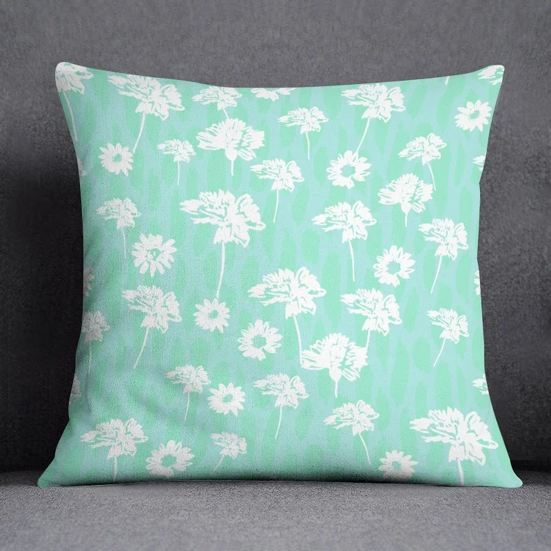 Abstract Summer Fresh Mint Blue Green Pattern Series Pillow Pillow Bedroom Sofa Car Cushion Cover Pillowcase (45cm*45cm)