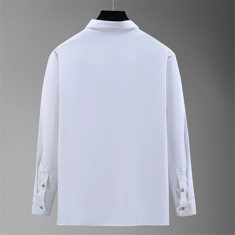 Solid Color Shirts Men Spring Autumn Long Sleeve Shirts Plus Size 10XL 11XL Fashion Casual Blouse Male Tops Big Size 10XL 11XL